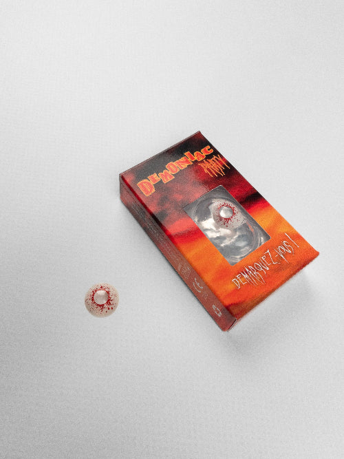 Lentilles fantaisie blanches effet cible – DEMONIAC PARTY EYESHOOT (sans correction)