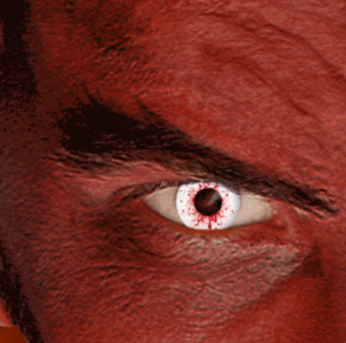 Lentilles DEMONIAC EYESHOOT – effet œil de cible rouge pour cosplay, horreur et Halloween