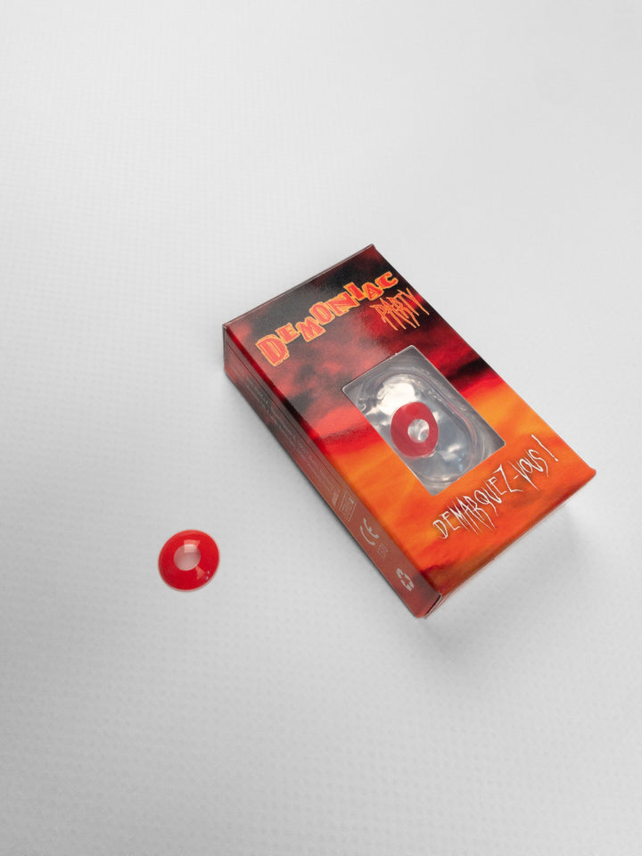 lentilles rouges démoniaque DEMONIAC PARTY SATANIC pour Halloween et cosplay