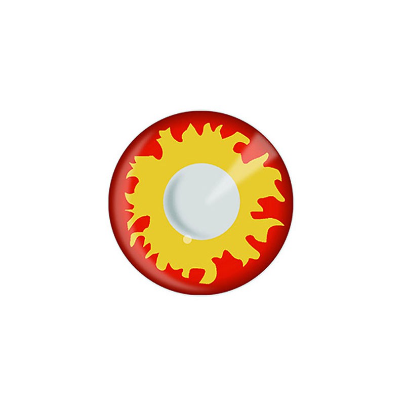 lentilles rouges et jaunes effet flamme pour cosplay et halloween flame eye