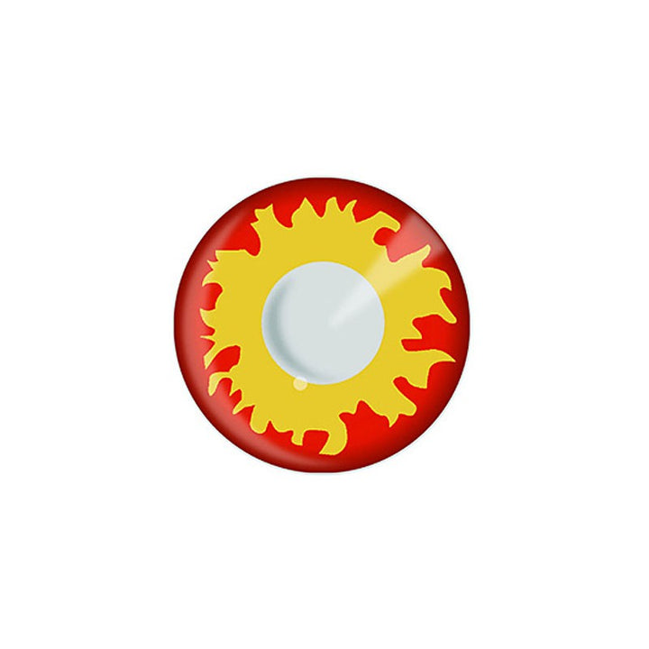 lentilles rouges et jaunes effet flamme pour cosplay et halloween flame eye